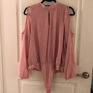 Blush Pink Bodysuit with Open Shoulders